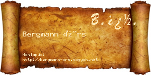Bergmann Örs névjegykártya